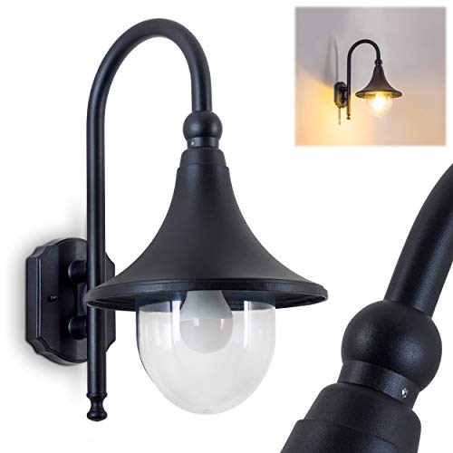 Außenwandleuchte Elgin, Wandlampe aus Aluguss in schwarz, 1-flammig, 1x...