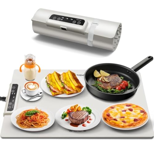 Food Warming Mat, Foldable Electric Warming Tray, Silicone Warming Mat with 3 Adjustable Temperature, Non Slip Portable Food Warmers for the Table, Parties, Restaurants, Buffet (60.8x37.8cm/23.94x14.8