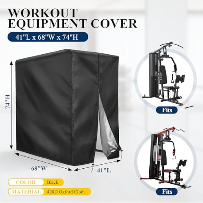 Workout Equipment Cover Compatible with SincMill, 420D Oxford Home Gym Equipment Cover, Protect for Home Gym Equipment/Gym Equipment for Home Garage-41 x 68 x 74