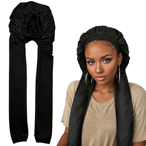 Long Hair Bonnet for Sleeping Bonnet for Braids 2 in 1 Braid Bonnet for Women Soft Breathable Hair Bonnet for Long Hair No Slip Comfortable Fit for Braids Curls & Locs