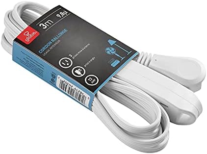 Globe Electric 24302 10ft Medium Duty 3-Outlet Indoor Extension Cord, Grounded, Right Angle Plug, White — view 7