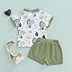 ESSECMBS Kinder Kleinkind Baby Jungen Sommer Niedlich Dinosaurier Bekleidungsset 2 Stücke Kurzarm Revers Kragen Poloshirt Bluse Einfarbig Kurze Hosen Set (Grün, 18-24 Months)