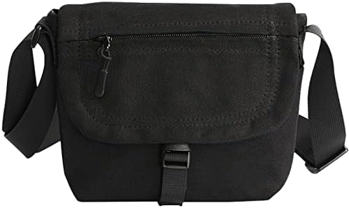 Wesoke Small Canvas Crossbody Bag for Men Women, Black Messenger Bags Side Shoulder Bag, Portable Travel Satchel Sling Bag Cell Phone Purse with Adjustable Strap for Work Business