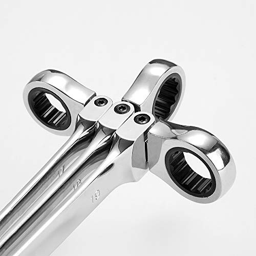 Image of FLZOSPER 18mm Metric Flex-Head Gear Wrench,Box End Head 72-Tooth Ratcheting Combination Wrench Spanner