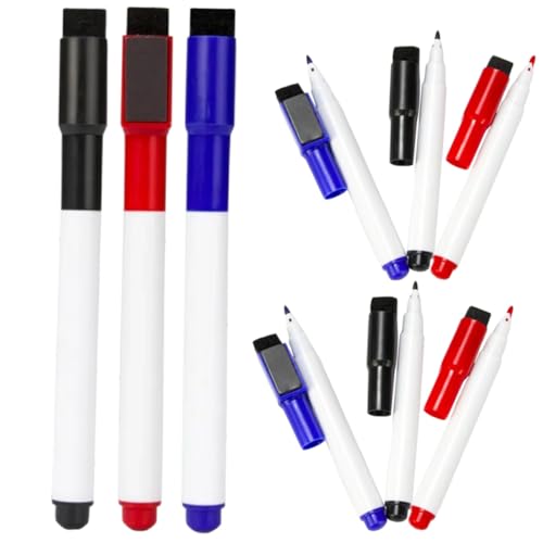 NUOLUX 9個 磁性ホワイトボードマーカー 細字 ペン 赤 青 黒各 便利な消去可能ドライイレースペン オフィス 学校用滑らか筆記用具