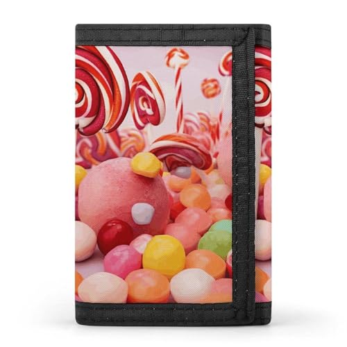 Sweet Candy Wallets for Man Women, Slim Trifold Wallet with ID Window, Durable Credit Card Holder for Travel