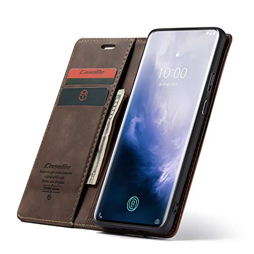 Oneplus 7 Pro Case, Bpowe Classic Leather Wallet Case Design With Card Slot And Magnetic Closure Flip Fold Case For Oneplus 7 Pro (Coffee) #TOP1