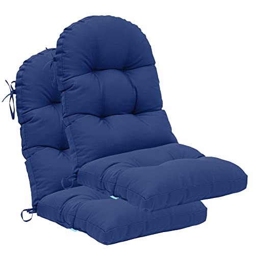 Image of QILLOWAY Outdoor High Back Chair Cushion for Adirondack, All Weather Rocking Chair Cushions Thick Padded Replacement for Patio Furniture Set of 2,Navy