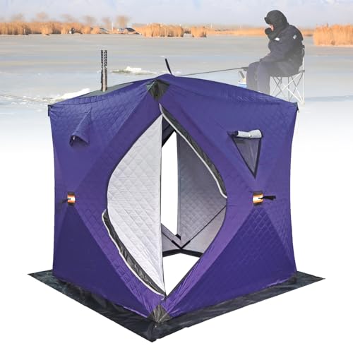 Abri de pêche sur glace étanche tente de pêche d'hiver coupe-vent 3 personnes