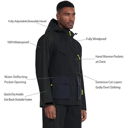 Workwear Jacket for Men:20,000mm Waterproof, 15,000 Breathable,Ultralight All-Weather for Outdoor2