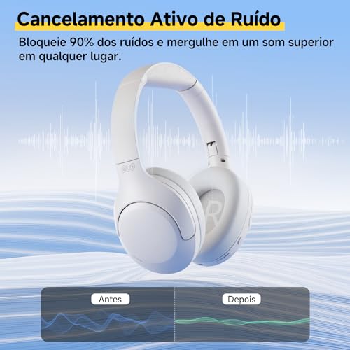 QCY H3 LITE ANC Fone de Ouvido Bluetooth, Headphone com Cancelamento de Ruido, 60 horas Reprodução (