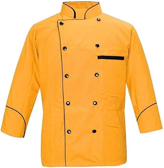 BUDGETTHEMES Men's Multi Color Chef Jacket/Light Weight Chef Coat With Contrast Black Piping