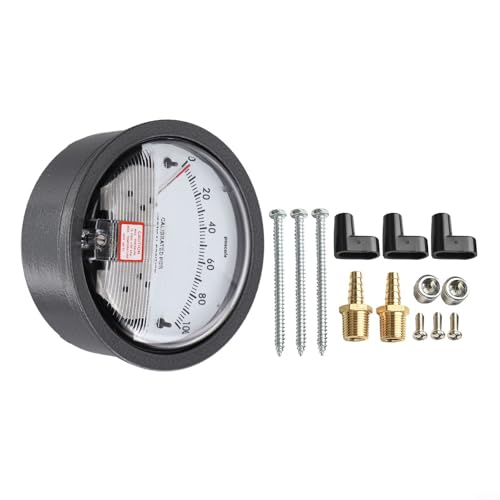 Professional Differential Pressure Gauge Air Flow Meter Industrial Differential Pressure Gauge Air Conditioning Manometer with Aluminum Housing(0-100pa)