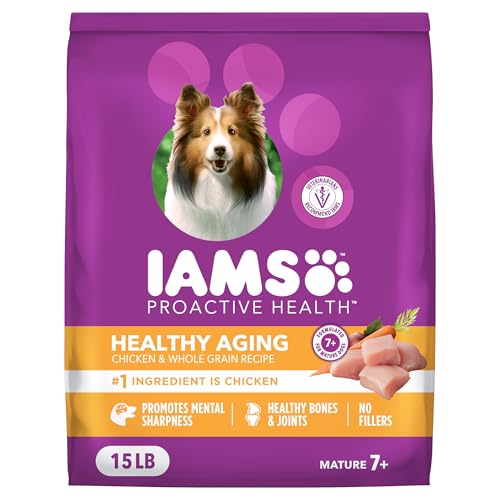 IAMS Proactive Health Healthy Aging Adult Dry Dog Food for Mature and Senior Dogs with Real Chicken, 15 lb. Bag