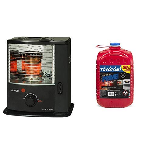 Zibro Rs-122 Stufa a Combustibile, 2200 W, Nero, da 14m2-32m2, stoppino extra incluso con 1 tanica diToyotomi PRIME20L Combustibile Universale Inodore, 20 litri