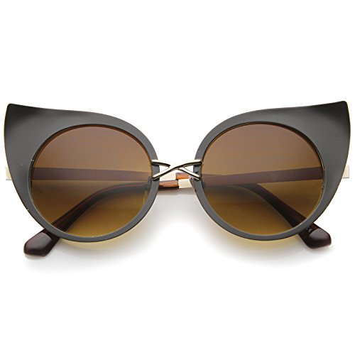 zeroUV Women's Fashion Exaggerated Curved Round Cat Eye Sunglasses 47mm