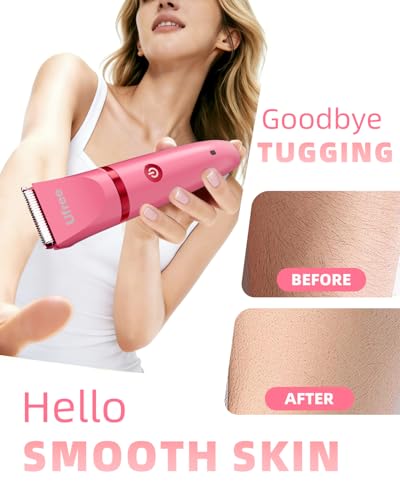 Image of Ufree Bikini Trimmer Electric Razors for Women, Ceramic Blade Body Hair Trimmer, IPX7 Waterproof Rechargeable Lady Shaver, Personal Groomer for Legs & Pubic Hair, Gifts for Women, Rose Red