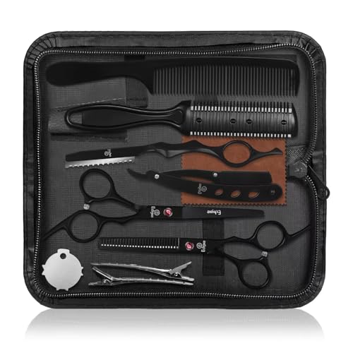 Ethyxe 6.5 inch Hair Cutting Scissors Set with Razor, Professional Barber Hairdressing Texturizing Salon Haircut Scissor Japanese Stainless Steel
