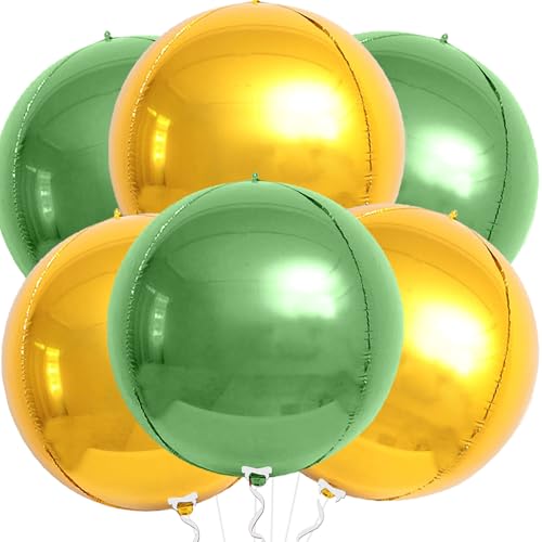Image of KatchOn, Sage Green and Gold Foil Balloons - 22 Inch, Pack of 6 | Mylar Balloons for Graduation Decorations 2026, Birthday, Engagement, Bridal Shower | Green and Gold Graduation Party Decorations