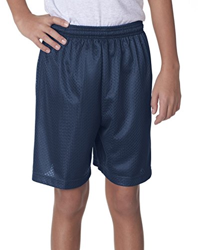 A4 NB5301 Youth Tricot-Lined 6 Mesh Shorts Navy Large