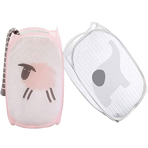 2 Piezas Cesta de Almacenamiento de Ropa de Malla, Cestas Lavandería Desplegables Malla, Pop Up Malla Cesto de Ropa, Cesta de Lavandería Retráctil de Malla Portátil, para Ropa, Juguetes y Zapatos Cover