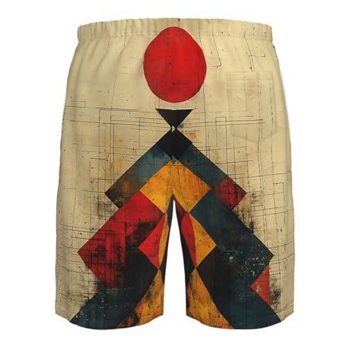 Men's Beach Shorts Board Casual Quick Dry Swim Trunks Holiday - Geometry Mid Century Sun Vintage4