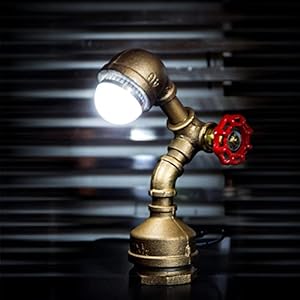 Retro Lampen Industriële Robot Lampen Retro Bronzen Steampunk Lamp Cool Leuke Tafellamp Waterleiding Verlichting…