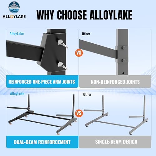 Image of 4-Tier Freestanding Kayak Rack, Pro-Grade Heavy Duty Outdoor Storage for 4 Boats, 440 lbs Max Capacity, Rust-Proof 304 Stainless Steel Hardware (Black)