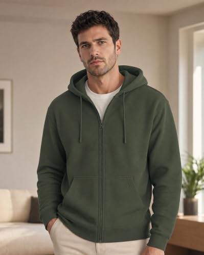 Image of Nobero Classic Zipper Hoodie for Men | Zip Up Hoodies for Men | Regular Fit | Full Zip Closure | Drawstring Hood | Zipped Hooded Sweatshirt | Cotton Rich Zipper Fleece Hoodie