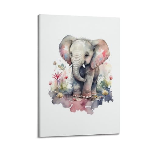Impression sur toile bébé éléphant 30x45 cm pour déco chambre enfant