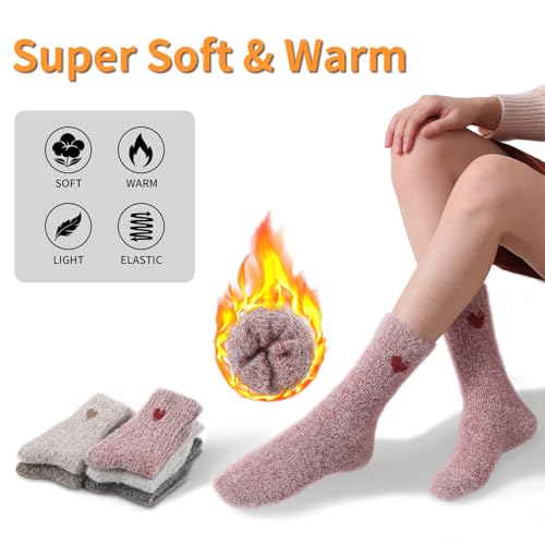 Image of SISOSOCK 5 Pairs Fuzzy Soft Cozy Comfortable Socks for Women, Casual Sleep Comfy Socks, Perfect Warm Winter Gifts for Women