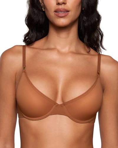Image of INLYRIC Women's Cosnufy Sheer Balconette Bra Demi Unlined Plunge Mesh See Through Sexy Bras Underwire