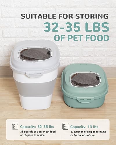 DDMOMMY 30-35 Lbs Dog Food Storage Container Collapsible Dog Food Container with Airtight Lids, Wheels, Scoop and 2pcs Food Storage Containers, Large Pet food storage for Dog, Cat (Green) - Thumbnail 4