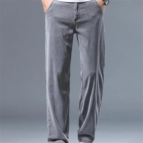 Men's Spring Fall Jeans – Thin Loose Straight Denim Pants, Soft Draped Business Casual Trousers3