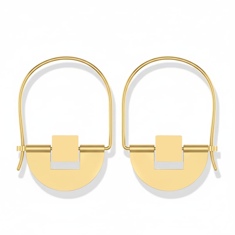 Orecchini a cerchio geometrici in oro da donna, orecchini pendenti moderni e minimalisti, leggeri, da indossare tutti i giorni, alla moda, ipoallergenici