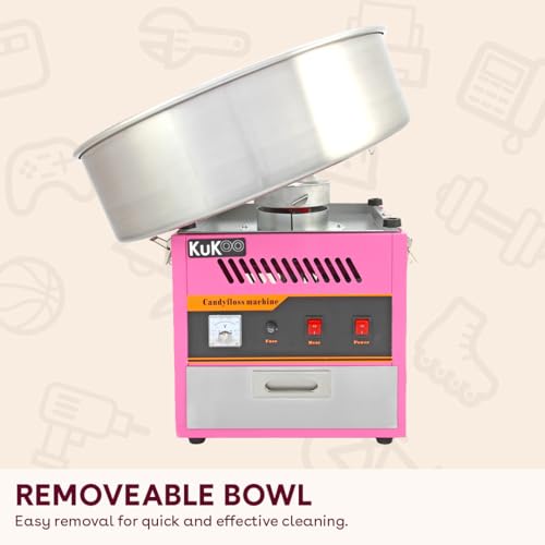 Candy Floss Machine Commercial KuKoo Making Machine with 500 Candy Floss Sticks Cotton Candy Maker Fun Party Cooking Snacks Bundle - Image 3