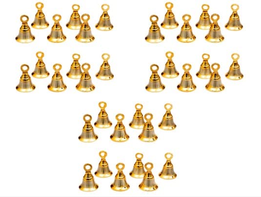Aroha Gold metal Pooja Mandir Bell (1.5 inch, Silver & Gold) (36 units with J hook)