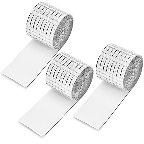 Self-Adhesive Mini Square Glass,4392 Pieces Square Glass Mirrors Mosaic Tiles Mirror Mosaic Stickers for DIY Craft Decoration (5 x 5 mm) (Silver)