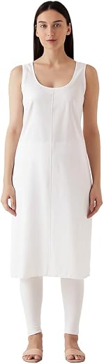 KURTIVERSE Cotton Camisole for Women – Long Inner Slip for Sheer Dress | 41-Inch Full Length with 21-Inch Side Slit | Slee...