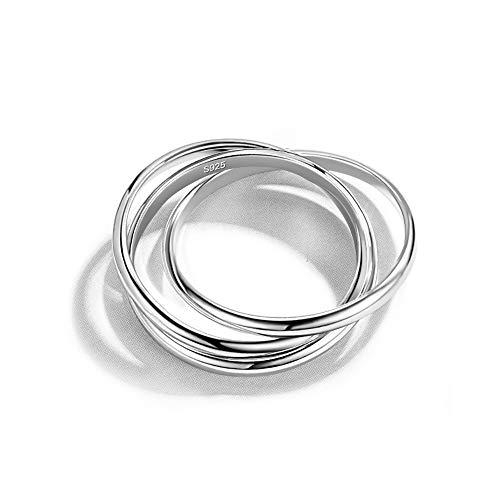 Dankadi Minimalist 100% 925 Silver Ring-Women's Sterling Silver Triple Ring -Glamour Jewelry 5-11Cocktail Party Unisex Accessories (8)