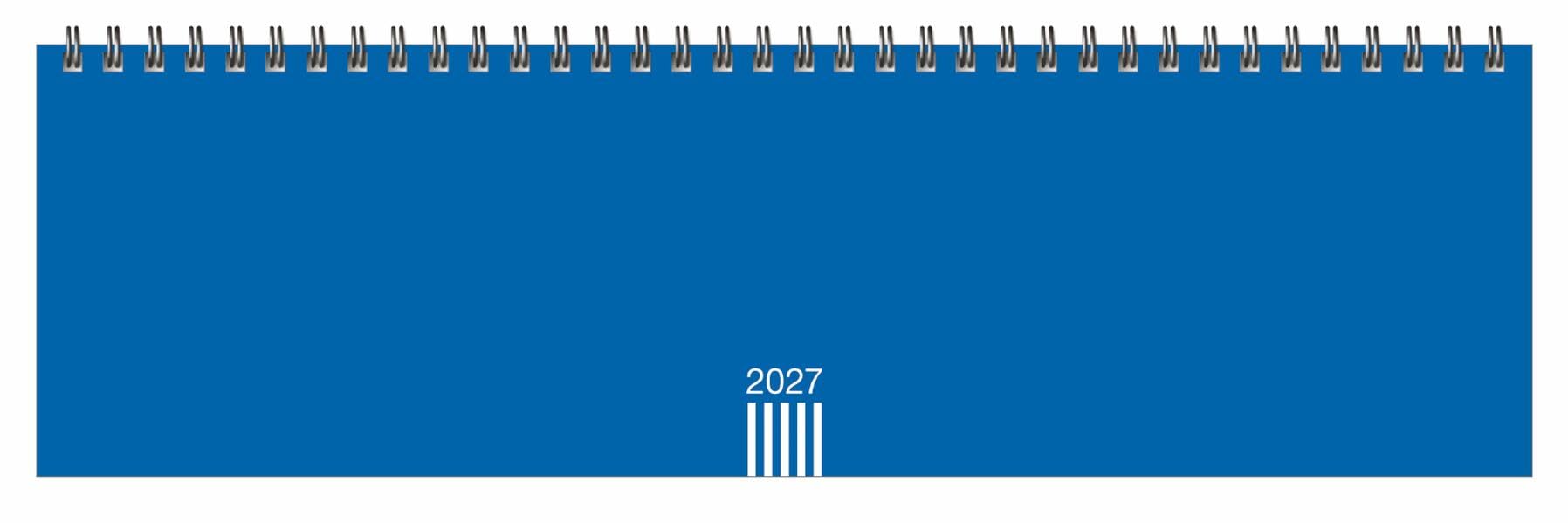 Wochenquerplaner, blau 2027: Praktischer Tischquerkalender zum Umklappen. Zeitloser Spiral-Kalender 2027 fürs Büro. Wochenplaner für den Schreibtisch.