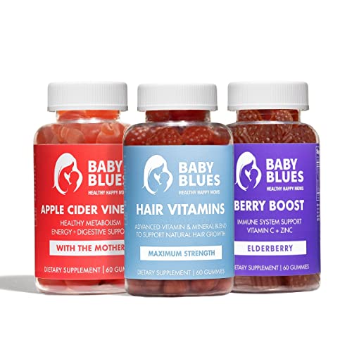 Image of Baby Blues Postpartum Pack (Pack of 3) - Vitamin Kit for New Moms: Hair, Energy, and Immunity Support - Assorted Flavors - Non GMO, Gluten-Free Supplements