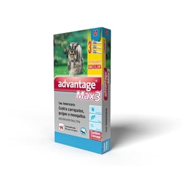 Antipulgas Advantage Max3 Bayer para Cães de 4kg até 10kg - 3 Bisnagas de 1ml