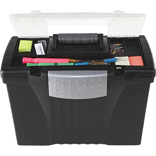 Storex Legal File Box With Organizer Lid – Plastic Office File Storage Box For Letter And Legal Hanging Folders, 17.13 X 9.63 X 11 Inches, Black, 1-Count (61510U01C) #TOP3