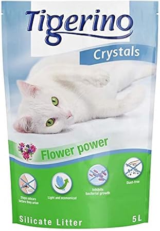 Tigerino Aroma fresco para gatos con sabor a cristales de 5 l, exclusivamente por Hellodeal* (Flower Power)