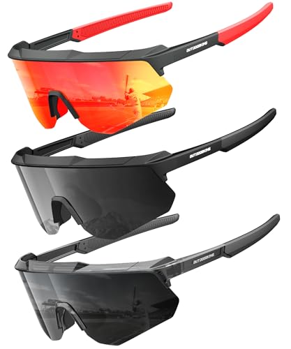 Image of Polarized Sports Sunglasses for Men Women, UV400 Protection Mens Sunglasses Wrap Around Sun Glasses for Cycling Running