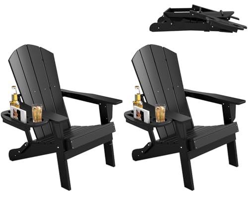 FOOWIN Folding Adirondack Chair Set of 2, HDPE Adirondack Chairs