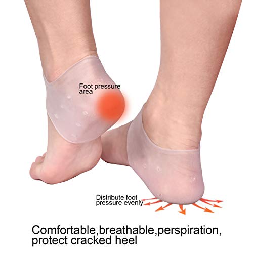 Image of Gel Heel Protectors for Men Women, Heel Pads Cushion, Plantar Fasciitis Inserts, Gel Guard Moisturizing Relief for Blister, Cracked Foot, Spurs Soft Cushion Support Protective Insert Sleeve(2Pairs)