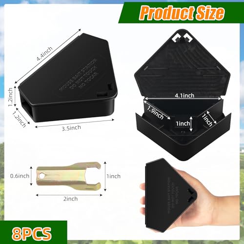 Image of 8 Pack Mouse Bait Station Indoor Outdoor,Reusable Mice Bait Box with 8 Keys,Weather Resistant Mice Bait Station for Kitchen,Basement,Garage,Garden,Mouse Traps for Home Protection(Bait Not Included)