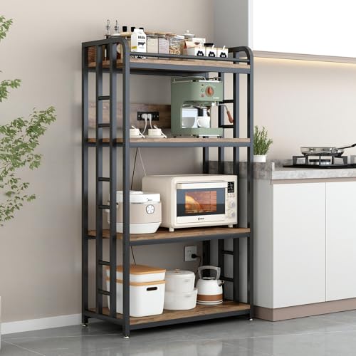 METYERRY Adjustable 4-Tier Heavy Duty Kitchen Baker's Rack with Power Outlet,...